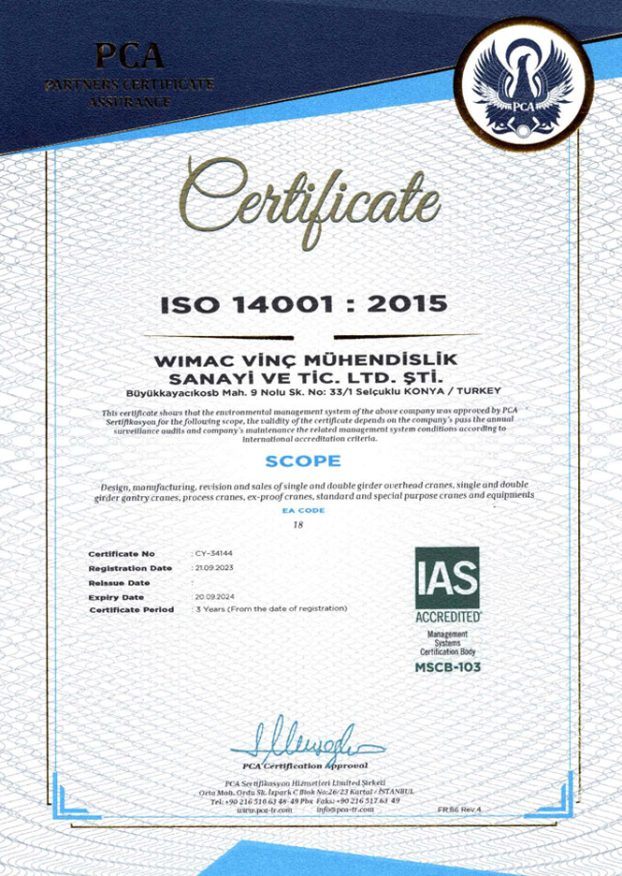 Wimac-Crane-Turkey-ISO-14001-2015